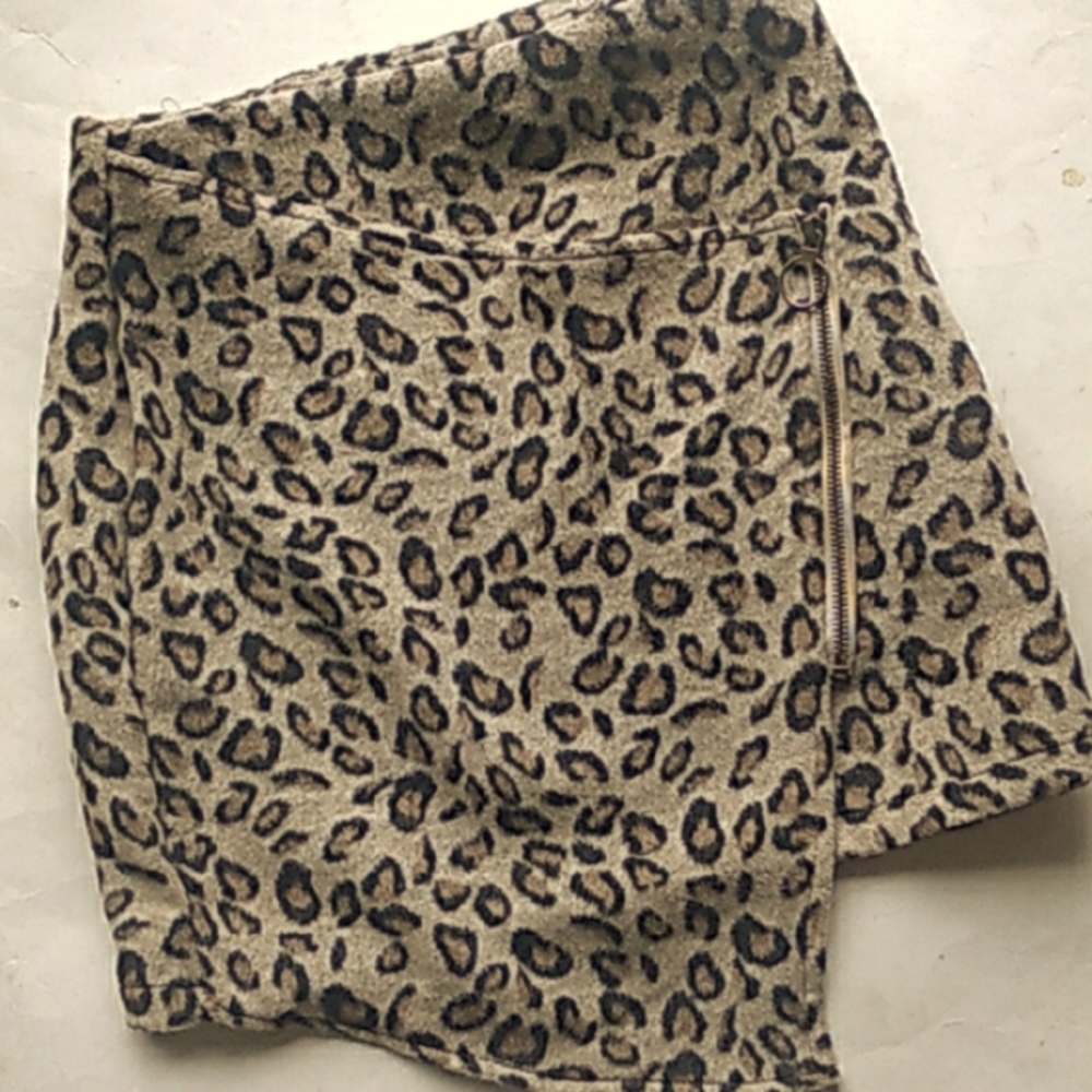 Asymmetrical Leopard Print wrap Skirt